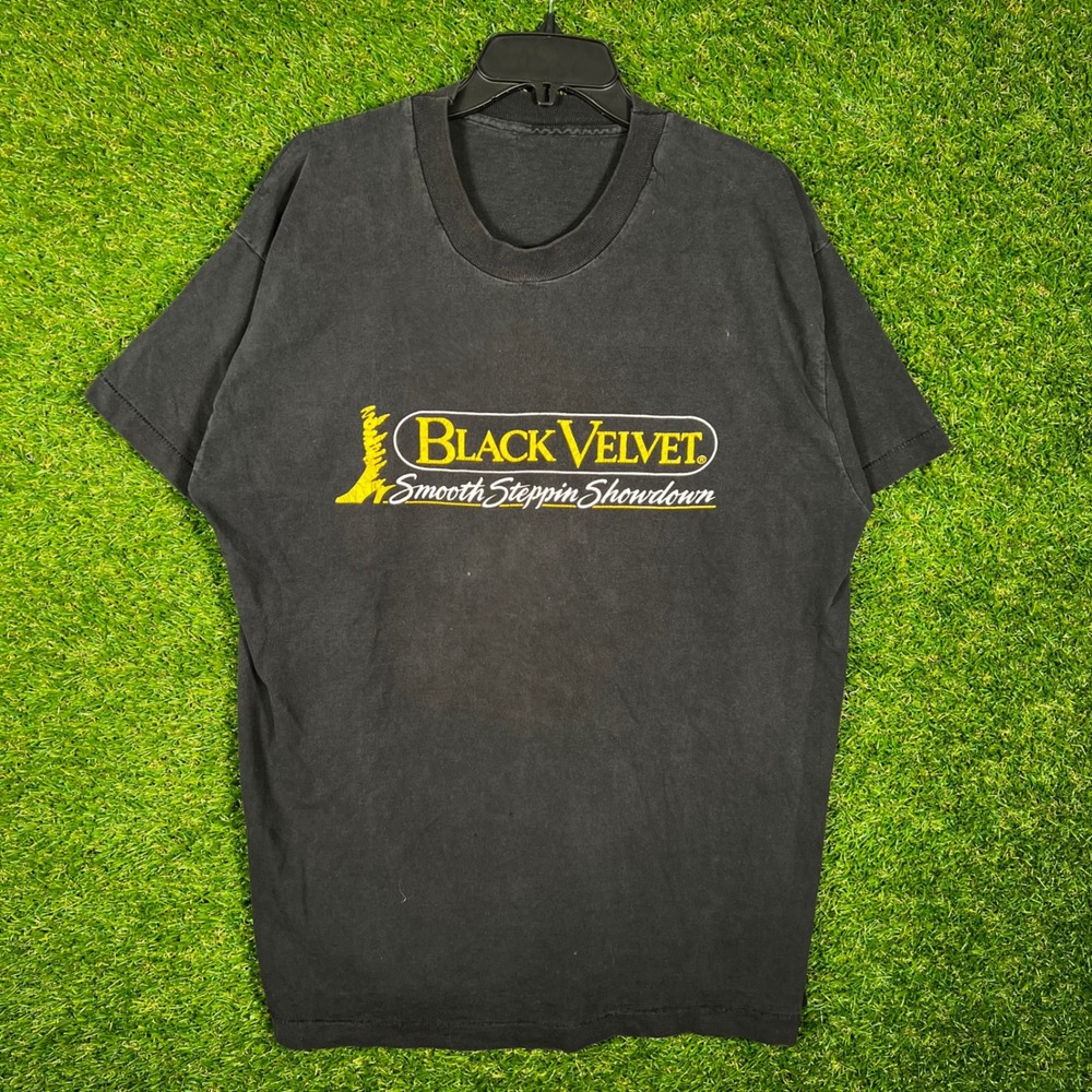 Vintage Black Velvet Smooth Steppin Showdown T-Shirt‎ XL Black 90s Single Stitch